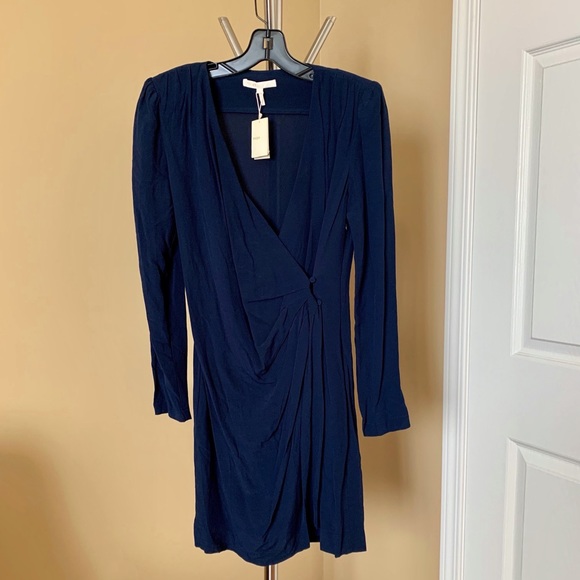 Maje | Dark Blue Faux Wrap Dress NWT - Picture 6 of 13